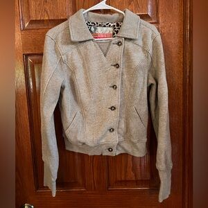Free People Moto Jacket Large Heathered Oat Knit